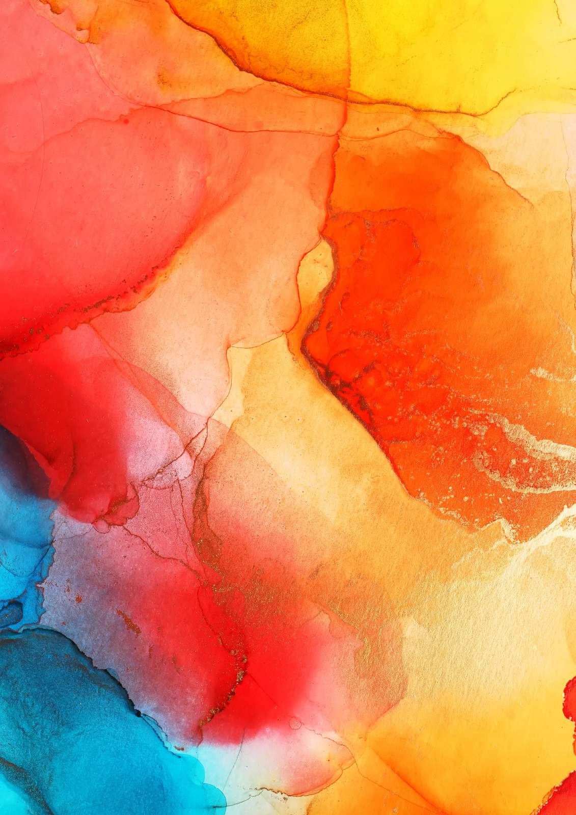 Vibrant Fire & Ice Abstract Ink Art Wall Art
