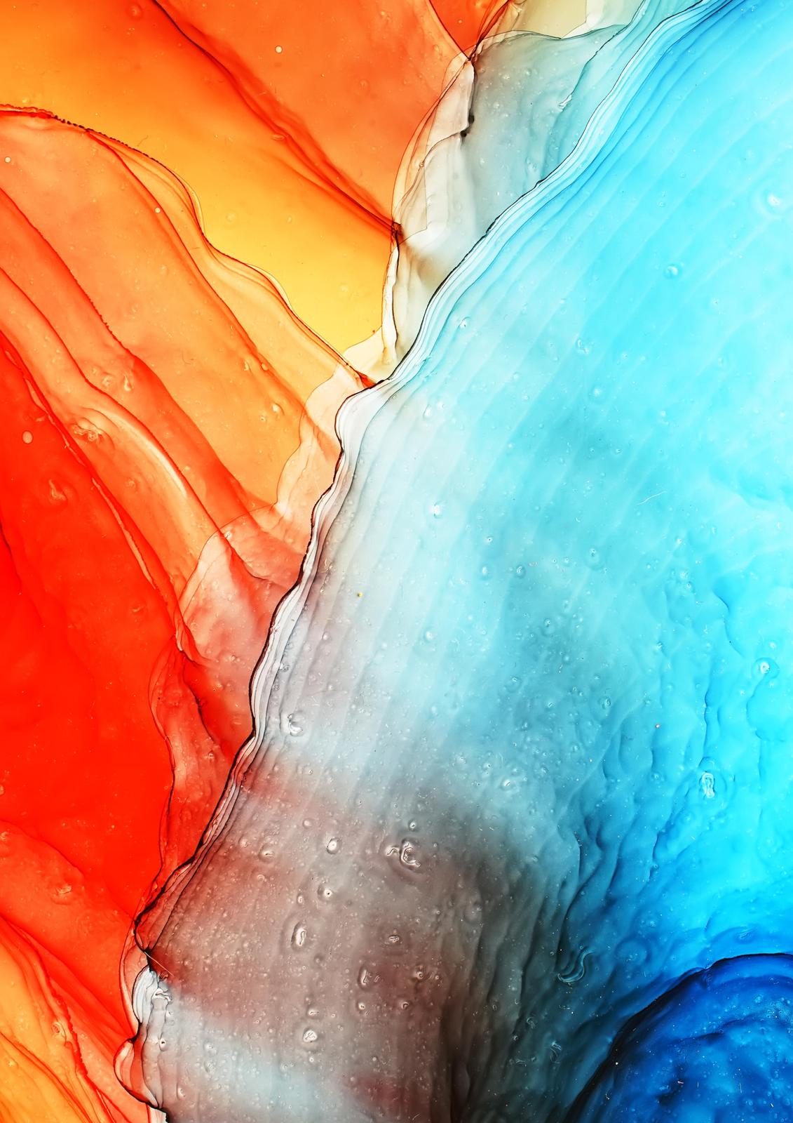 Vibrant Fluid Art Abstract Red & Blue Wall Art