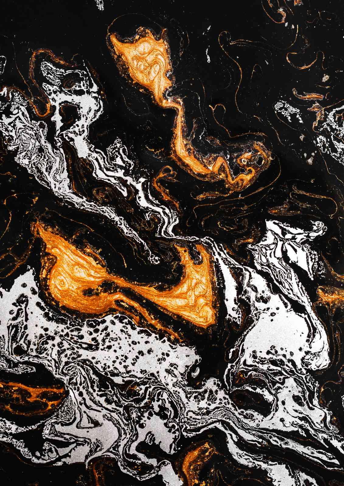 Abstract Gold & Black Swirls Wall Art