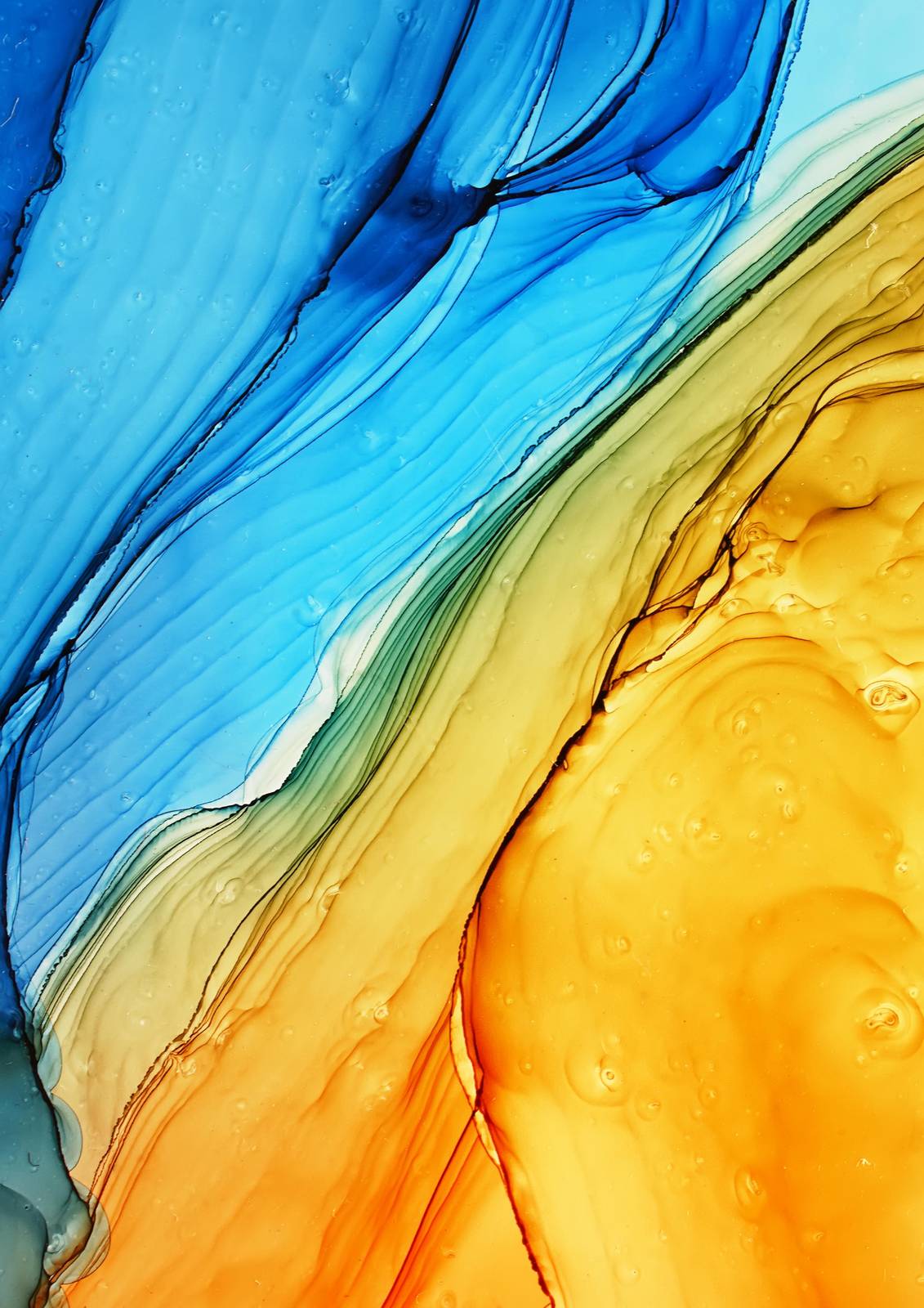 Abstract Blue Yellow Flow Wall Art