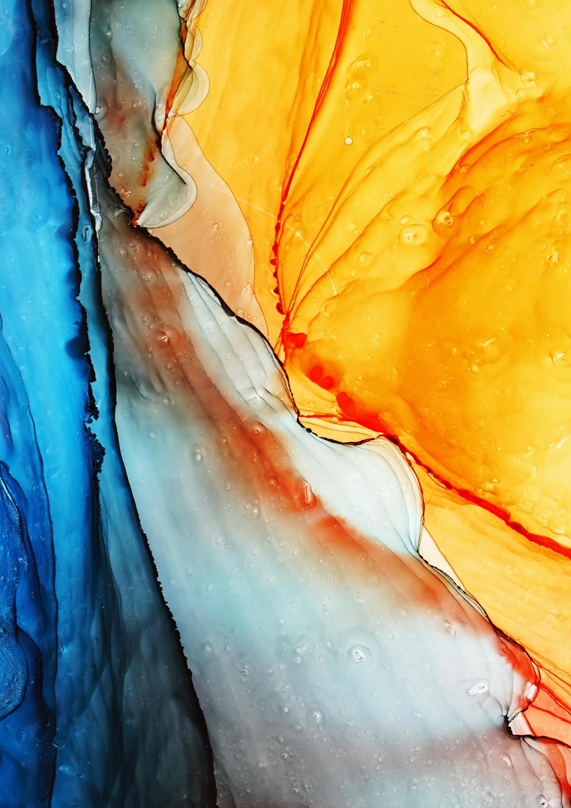 Vibrant Abstract Flow Yellow Blue Wall Art