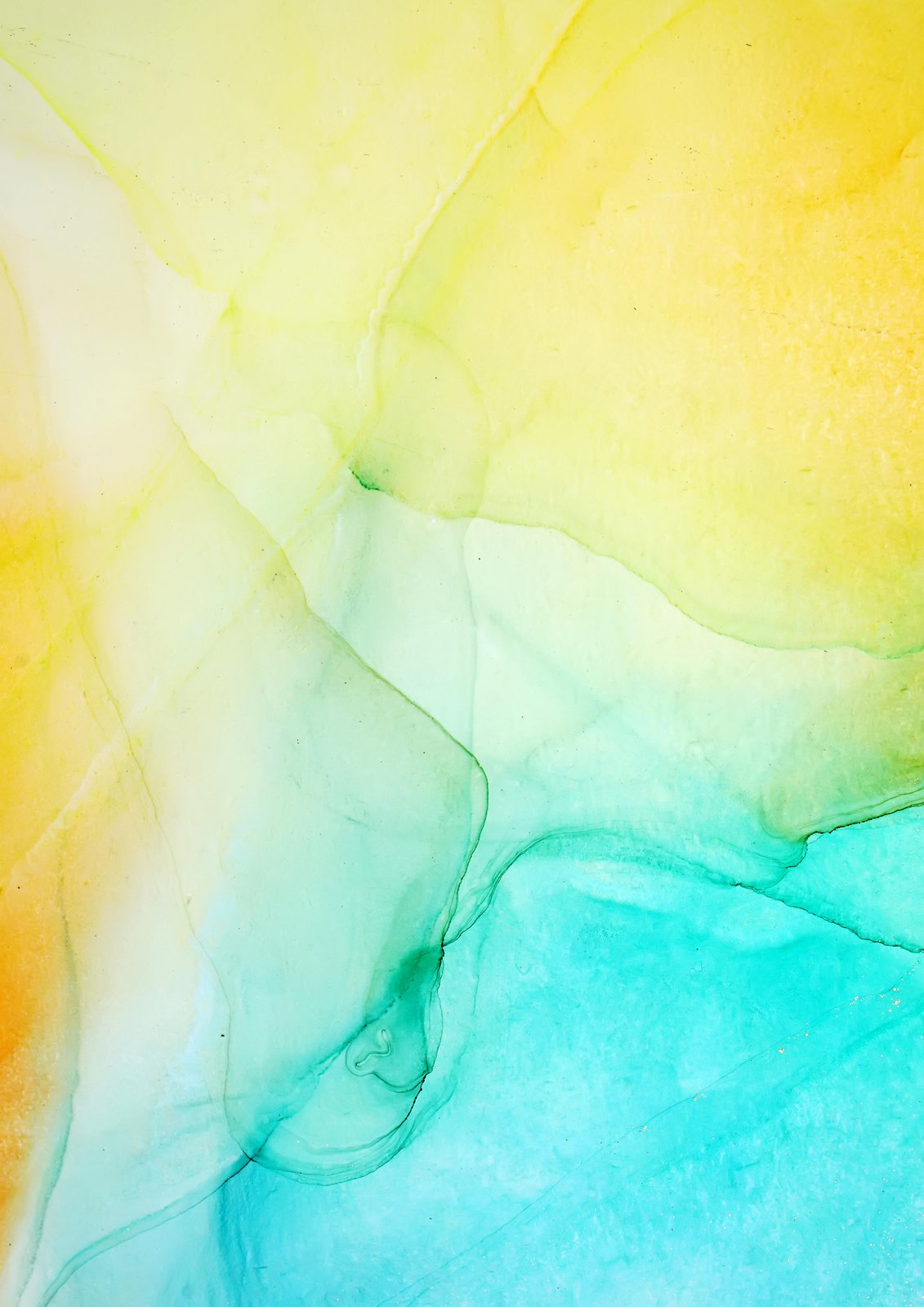 Abstract Yellow Teal Flow Wall Art