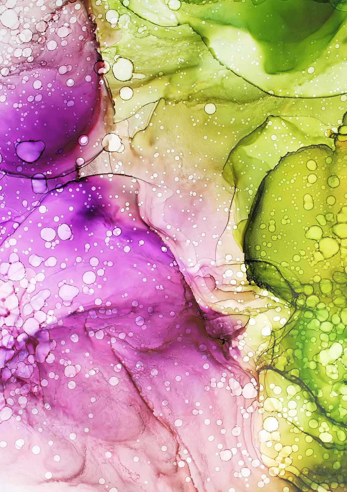 Vibrant Pink & Green Abstract Fluid Art Wall Art