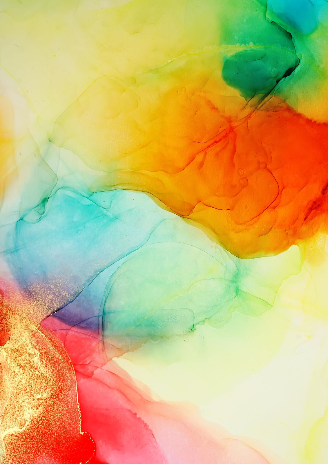 Vibrant Sunset Abstract Fluid Art Wall Art