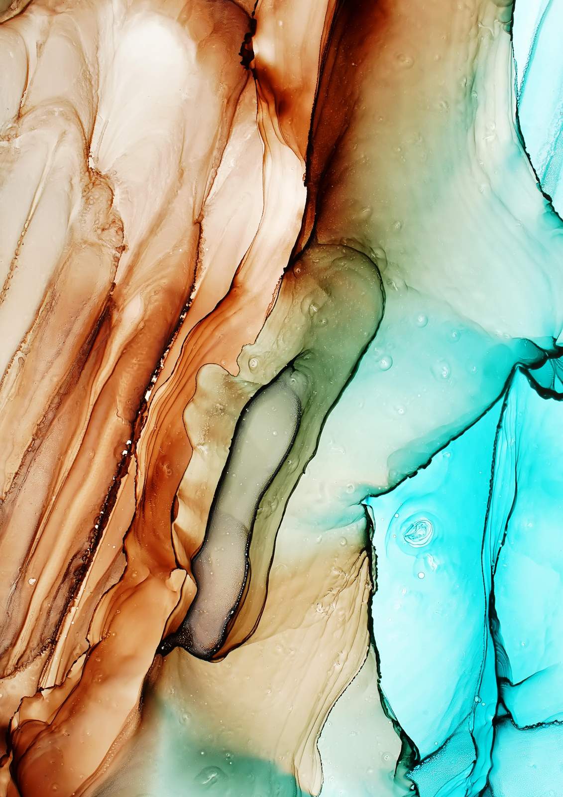 Teal & Bronze Fluid Art Wall Art