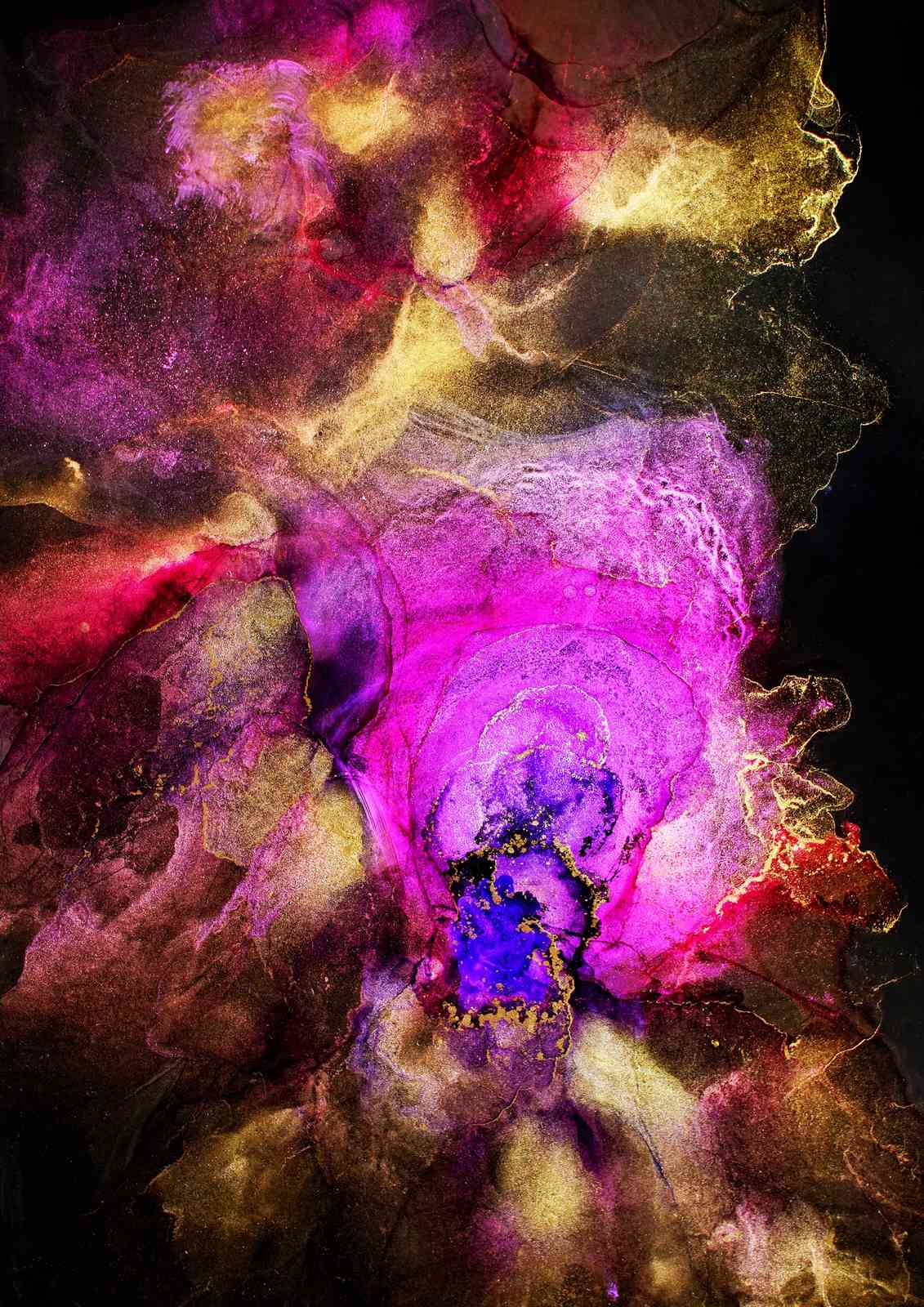 Vibrant Galaxy Ink Abstract Wall Art