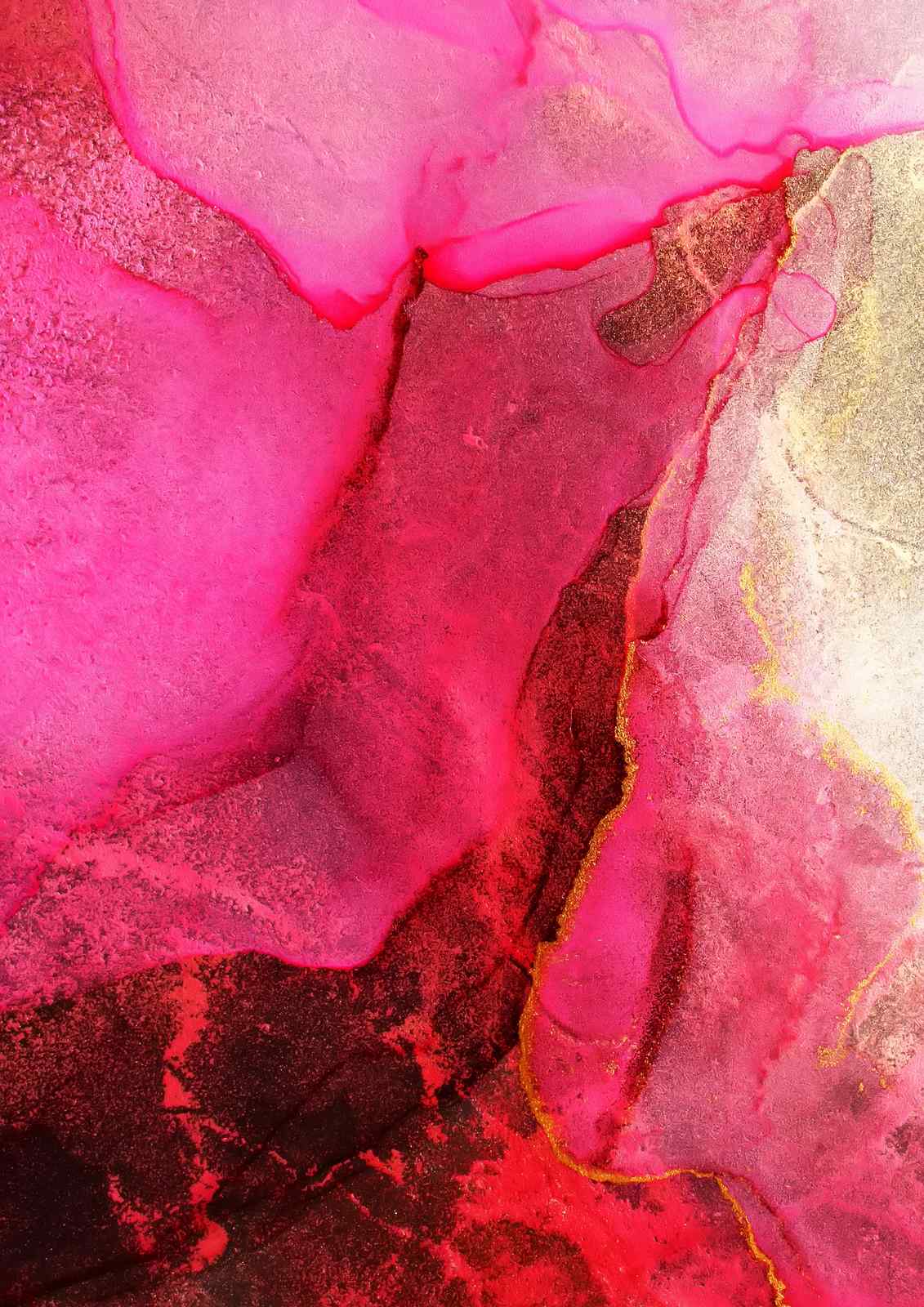 Vibrant Pink Gold Abstract Fluid Art Wall Art