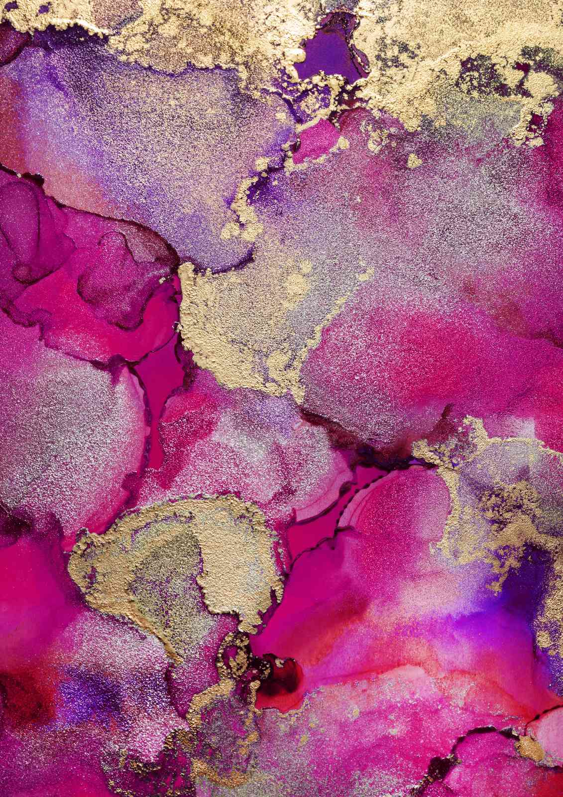 Vibrant Magenta & Gold Abstract Fluid Art Wall Art