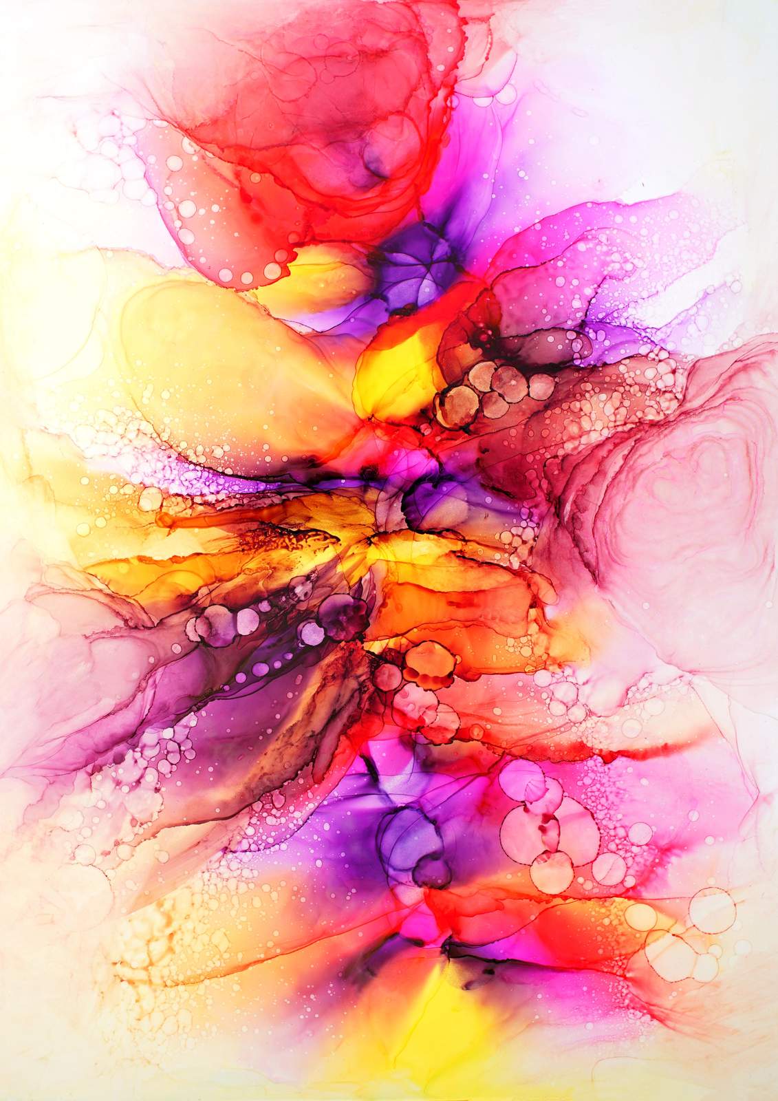 Vibrant Floral Abstract Ink Wall Art