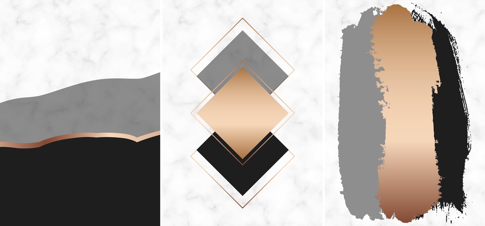 Modern Geometric Marble Rose Gold Wall Art